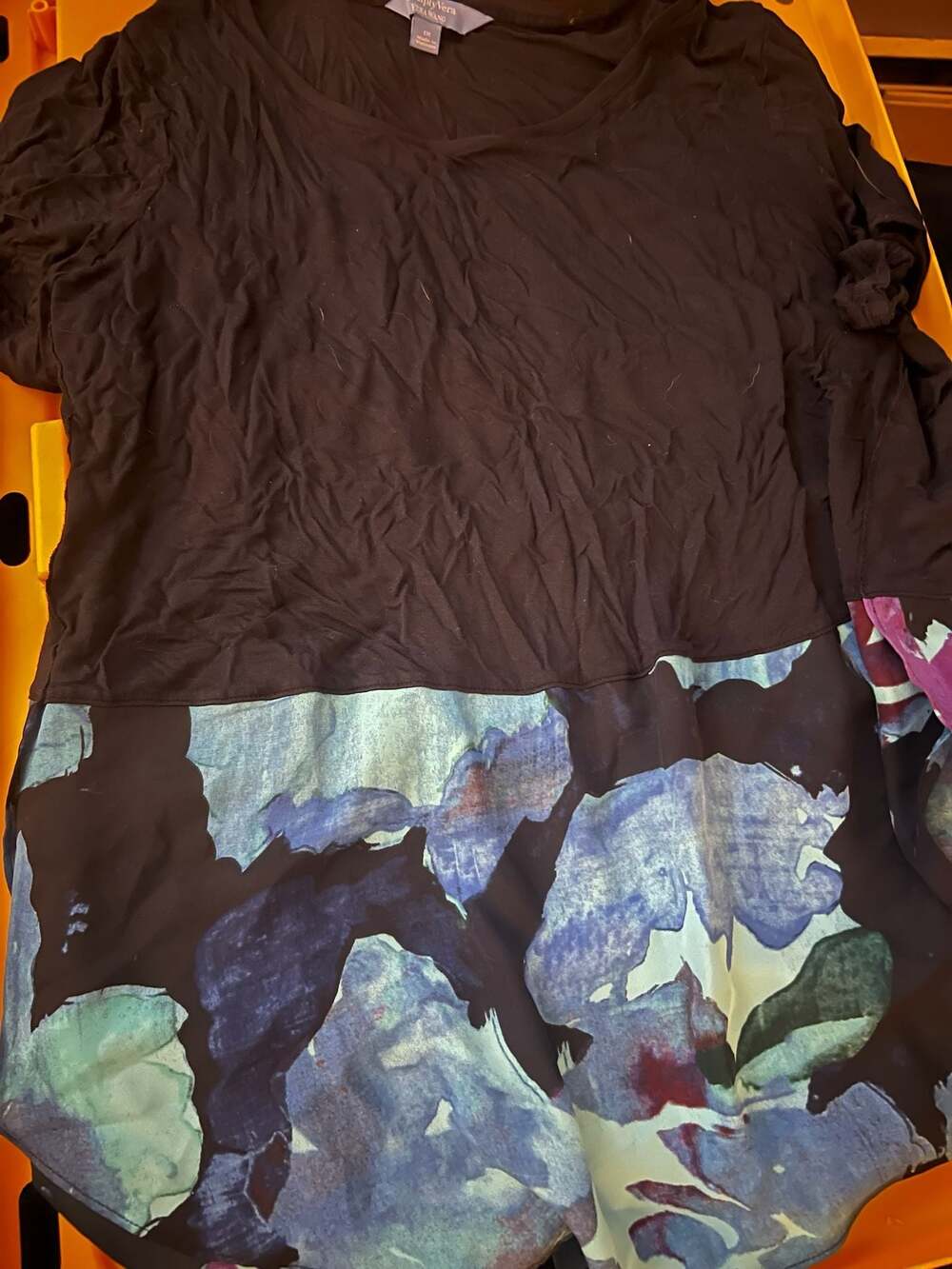 Simply Vera Vera Wang Women's Plus 1X Floral Colorblock Tunic Top